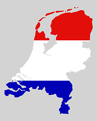 Image showing Map and flag of the Netherlands