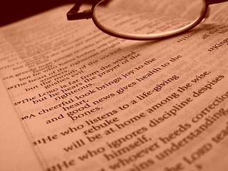Image showing Bible and Glasses Closeup