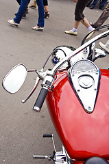 Image showing Choper shiny motorcycle speedometer red fuel tank 