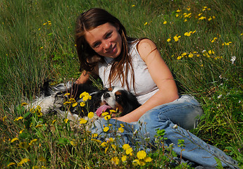 Image showing girl and little dog