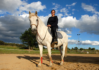 Image showing horse and woman in dressage