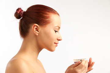 Image showing naked girl with coffee cup