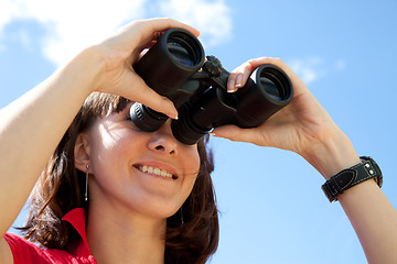 Image showing girl with binoculars