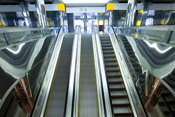 Image showing moving escalators