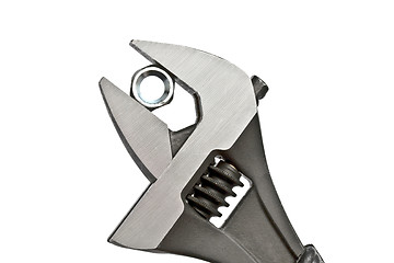 Image showing Adjustable wrench and nut
