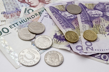 Image showing Swedish currency and coins 