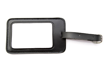 Image showing Black leather Luggage tag 