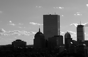 Image showing Silhouette of Boston Skyline Sky Scrapers
