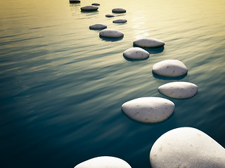 Image showing step stones sunset