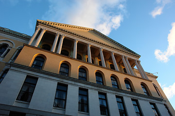 Image showing Unusual view of the Massachusetts State House at Sunset