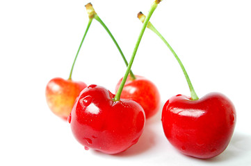 Image showing Red cherry fruits on a white background