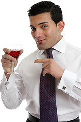 Image showing Man recommending wine