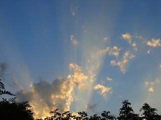 Image showing Sun rays through clouds