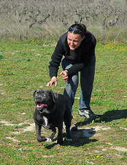 Image showing woman and italian mastiff