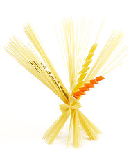 Image showing Bunch of spaghetti with color fusilli 