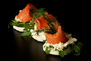 Image showing Smoked salmon snacks