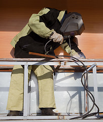 Image showing Welder working with a metal structure