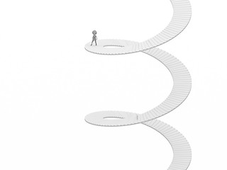 Image showing 3d people - human character - climb the spiral staircase - stair