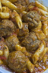 Image showing meatballs pomodoro and penne