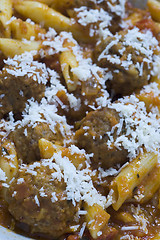 Image showing meatballs pomodoro and penne