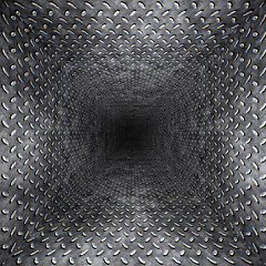 Image showing diamond plate metal tunnel