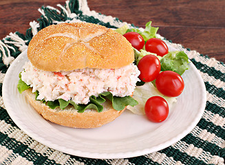 Image showing Seafood Salad Sandwich on Hard Roll