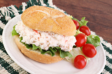 Image showing Seafood Salad Sandwich on a hard roll.