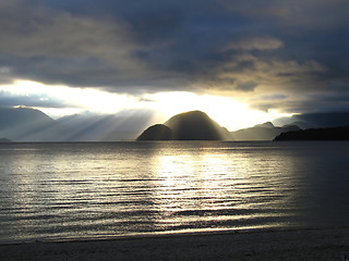 Image showing Sunset Over Lake Manapouri, New Zealand