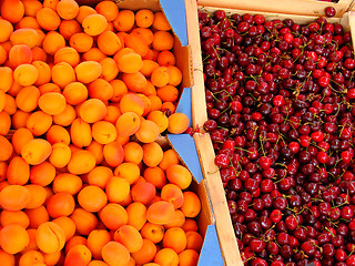 Image showing Apricots and cherries