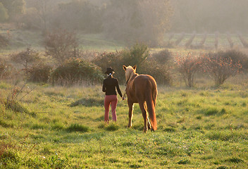 Image showing girl and horse