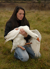 Image showing teenager and goose