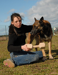 Image showing malinois and woman