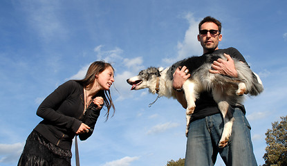 Image showing couple and dog