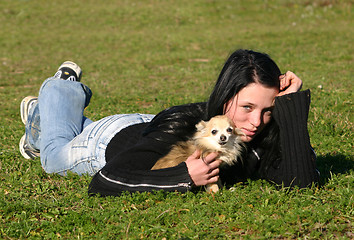 Image showing girl and chihuahua