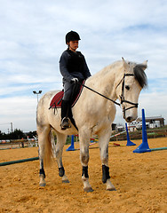 Image showing horse and woman in dressage