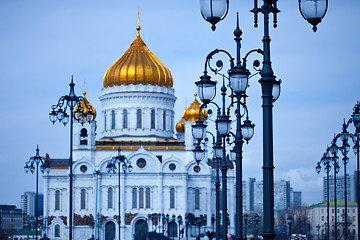 Image showing Moscow's landscape with the street lamps