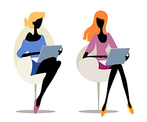 Image showing Girls with laptops