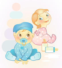 Image showing Two babies, girl and boy