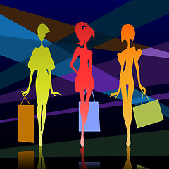 Image showing Three girl silhouette with bags