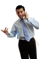 Image showing Businessman salesman talking on the phone