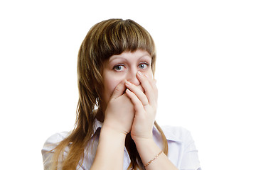 Image showing frightened young woman