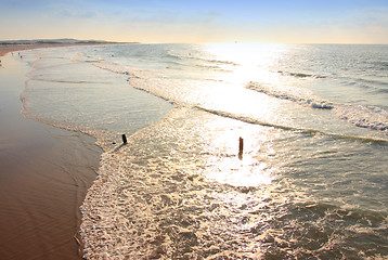 Image showing sunset on the beach at Boulogne sur mer in France