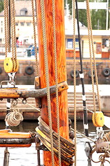 Image showing mast of an old sailing ship Norwegian