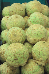 Image showing bunch of fresh celery on a market stall