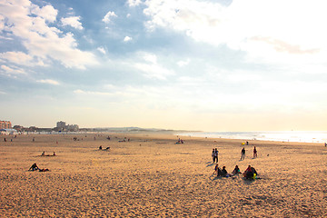 Image showing sunset on the beach at Boulogne sur mer in France