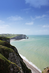 Image showing landscape, the cliffs of Etretat in France