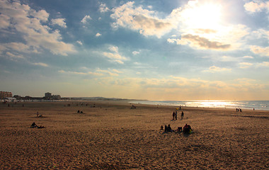 Image showing sunset on the beach at Boulogne sur mer in France