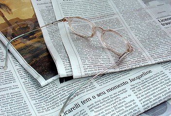 Image showing Newspaper and the glasses