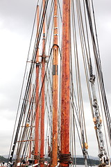 Image showing mast of an old sailing ship Norwegian