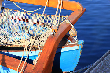 Image showing details of an old fishing boat sailing out of wood